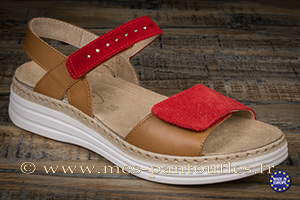 Sandales rouge pour femme cuir à lanière