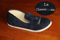 Charentaises bleu marine brodees semelle feutre  - n°9a067