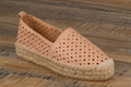 Espadrilles semelle épaisse cuir perforé chair pour femme