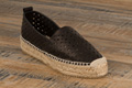 Espadrilles semelle épaisse cuir perforé noir pour femme